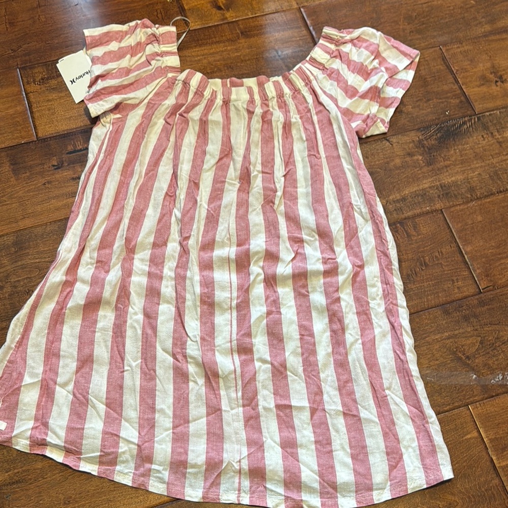 Hurley Pink and White Striped Mini Dress